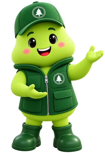 Mascote da Casa de Embalagens acenando e convidando para conversar pelo WhatsApp